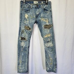 FWRD Jeans Youth Sz 18 28x28 Boys Unisex Ripped Patched Denim Distressed